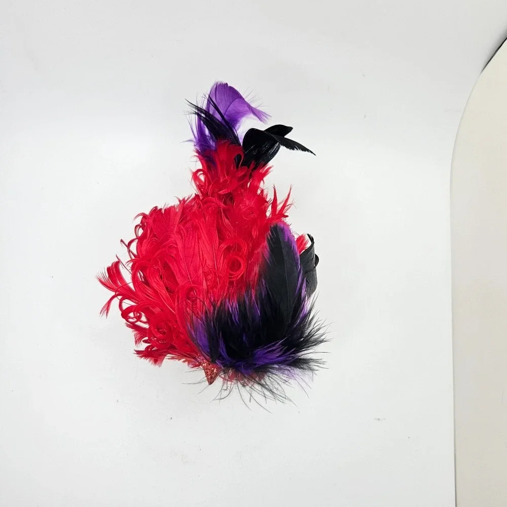 Katherine's Collection Red Feather Bird Ornament Glitter Crown Black Purple‎